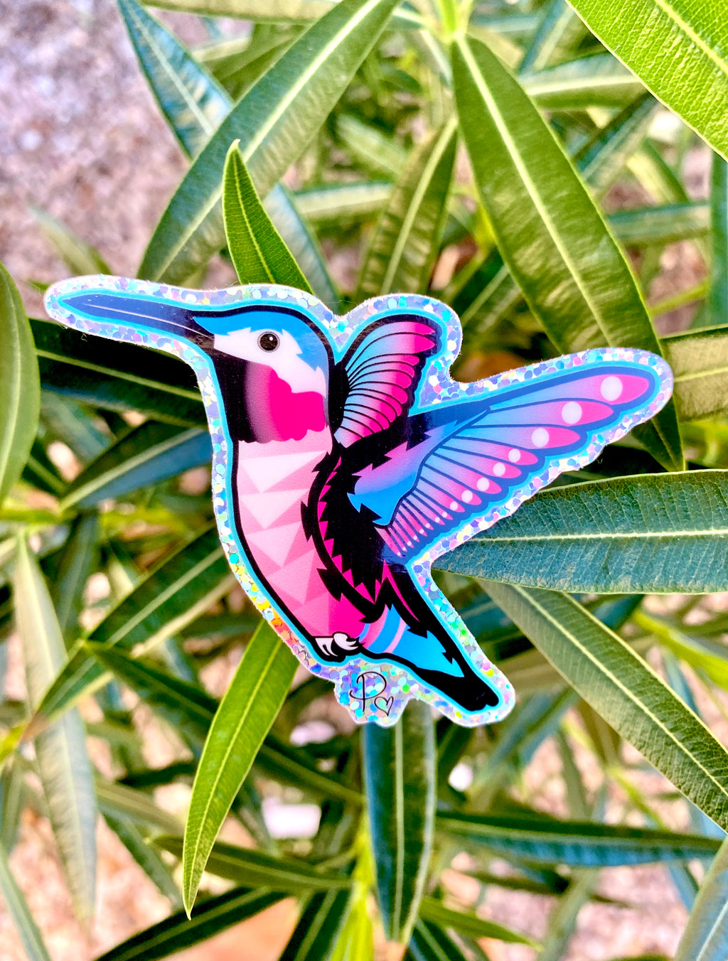 Tribal Hummingbird - Glitter Sticker