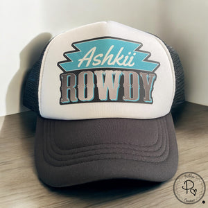 Trucker Cap - Ashkii Rowdy - White/ Black