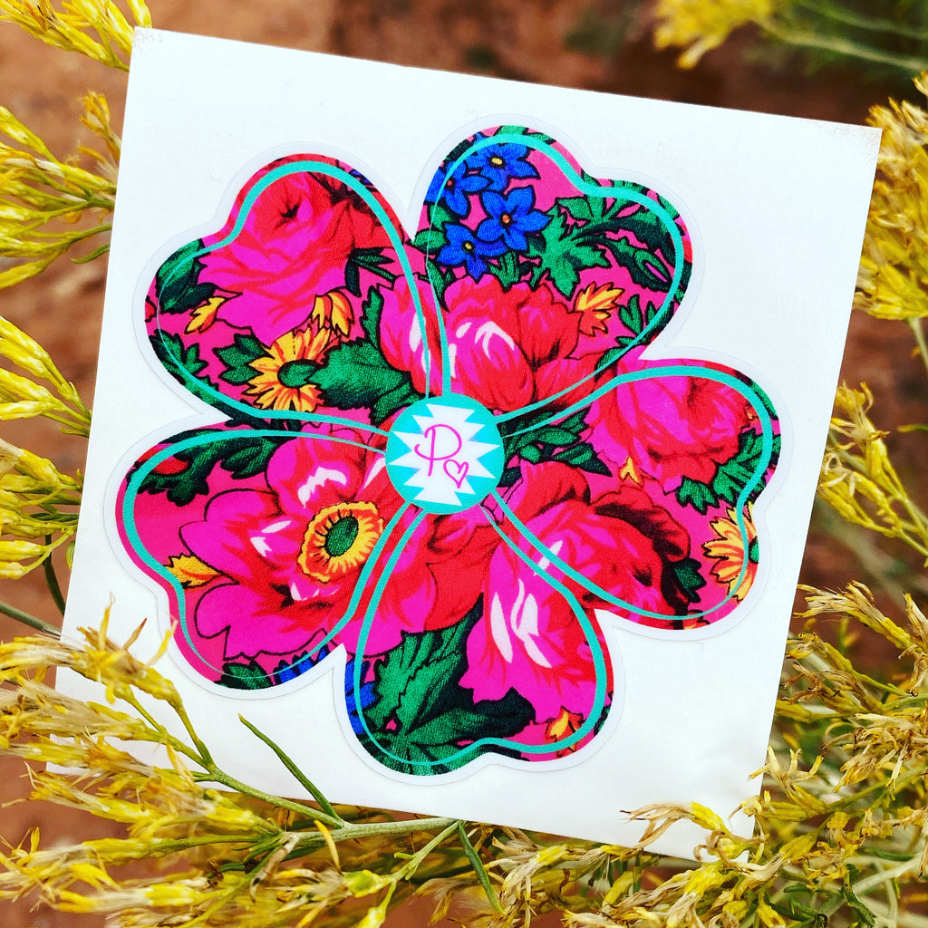 Floral Flower - Pink w/ Turquoise